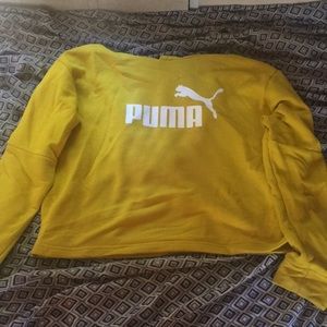 yellow puma cropped hoodie